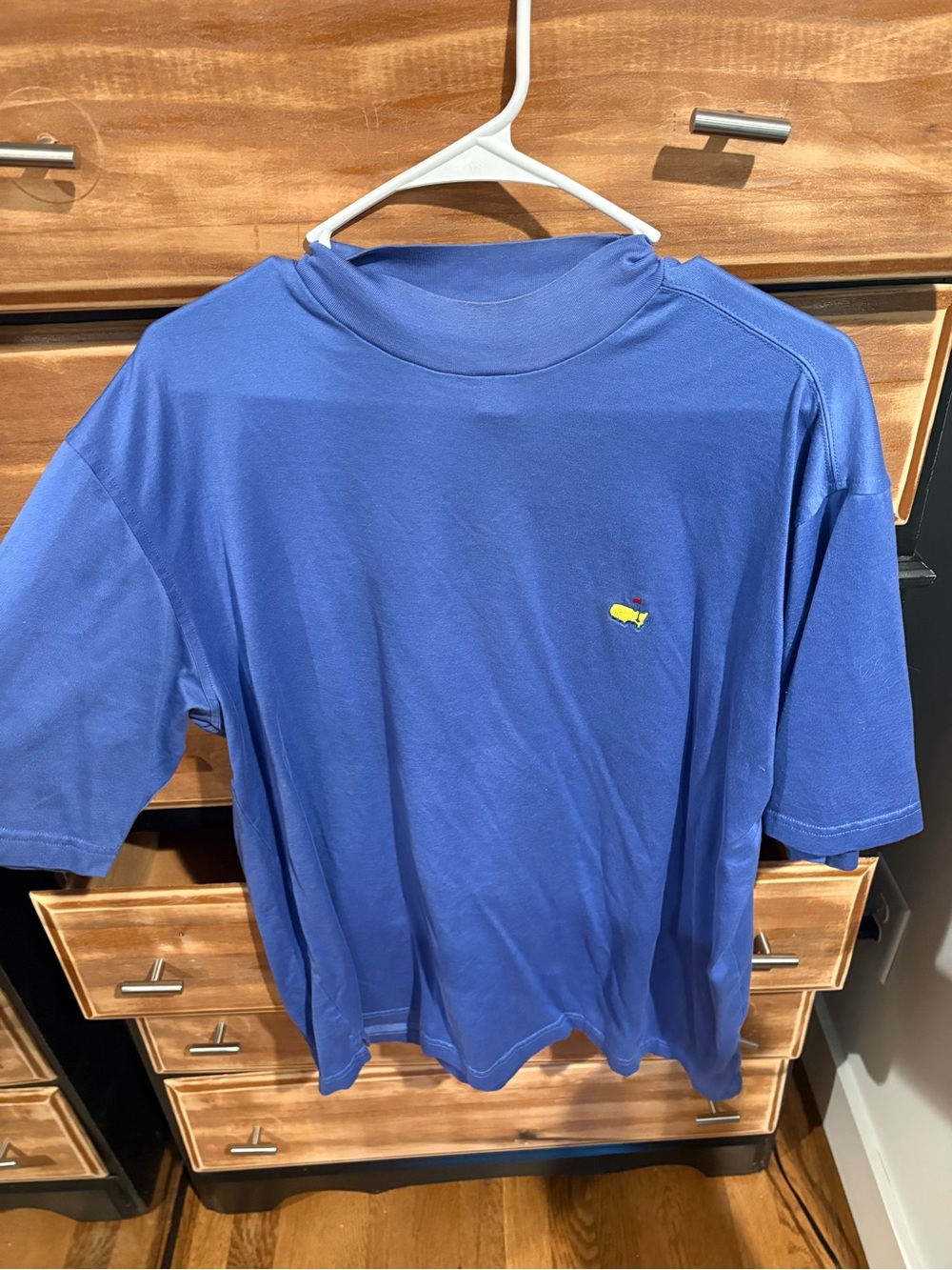 Masters Blue Short-Sleeve Tee with Small Yellow Embroidered Logo